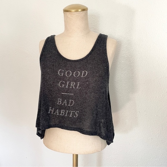 ✨ Abercrombie & Fitch Good Girls Bad Habits Loose Cropped Knit Tank Navy Sz S - Picture 4 of 10